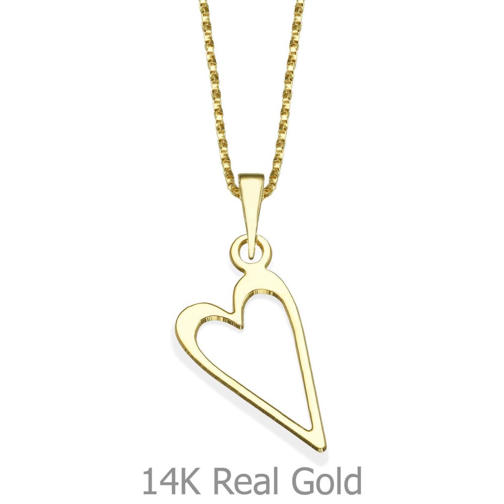 Girl's Jewelry | Pendant and Necklace in 14K Yellow Gold - Delicate Heart