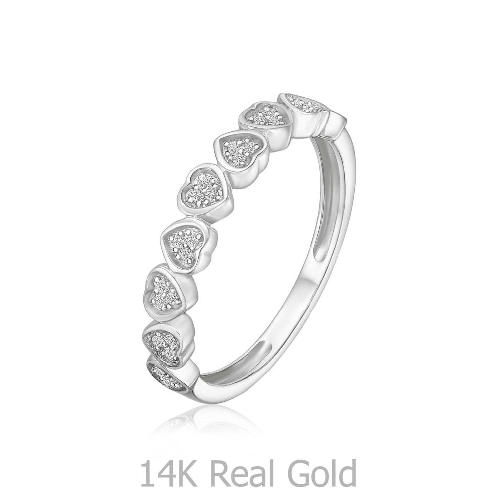 Diamond Jewelry | 14K White Gold Diamond Ring - Nikka Hearts