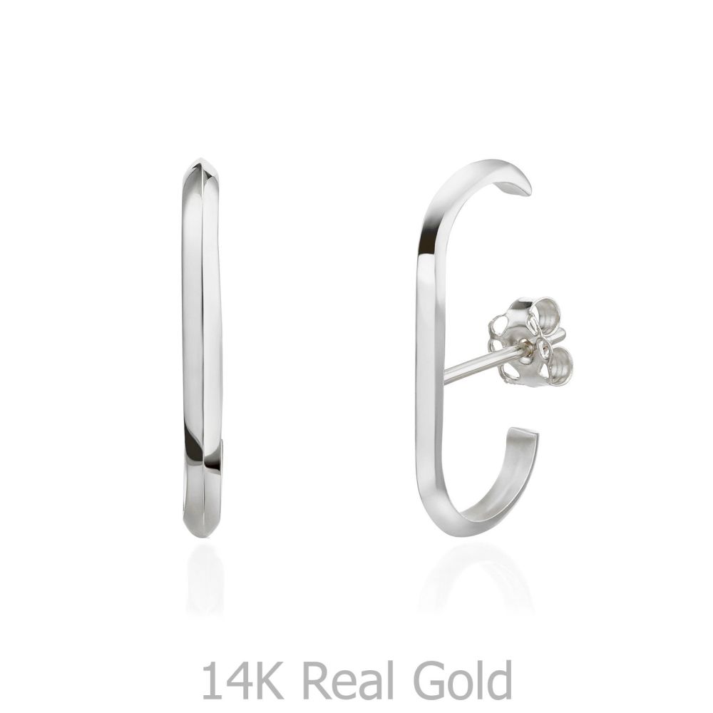 Women’s Gold Jewelry | 14K White Gold Women's Earrings - Twist