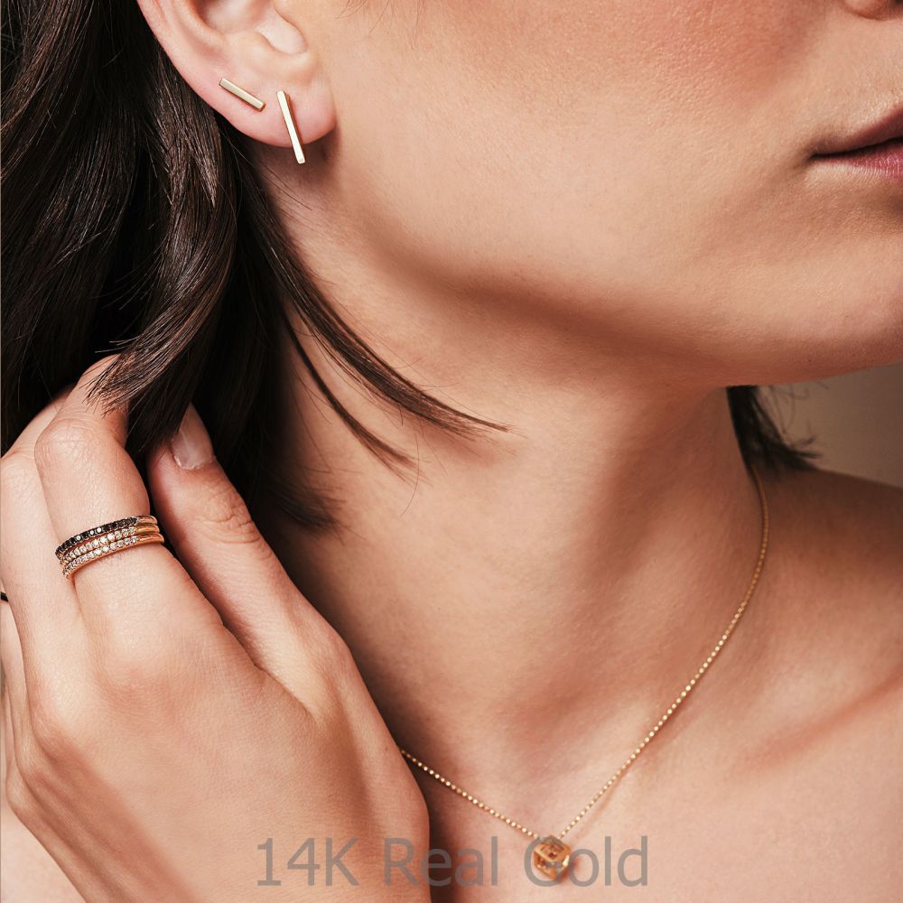 Women’s Gold Jewelry | 14K Yellow Gold Women's Earrings - Golden Bar