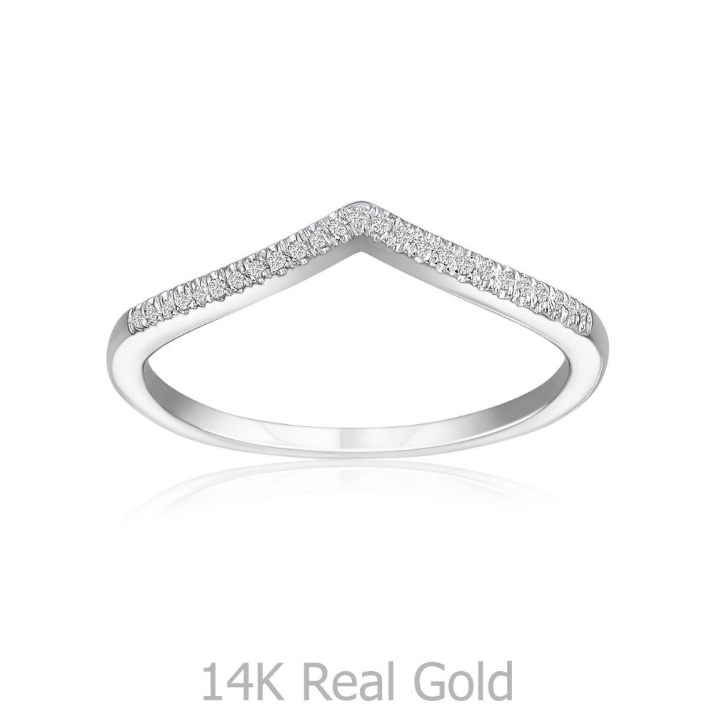 Diamond Jewelry | 14K White Gold Diamond Ring -  Shimmering V
