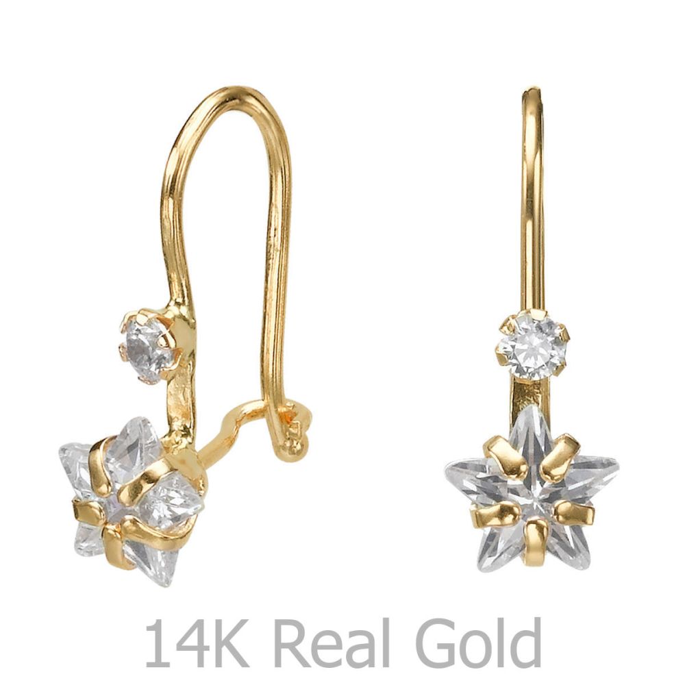 Girl's Jewelry | Dangle Earrings in14K Yellow Gold - Northern Star