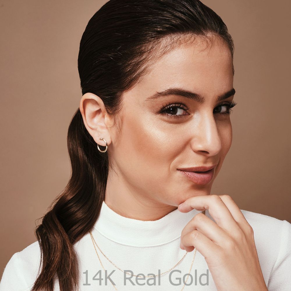 Diamond Jewelry | Diamond Stud Earrings in 14K Yellow Gold - Sunrise - Large
