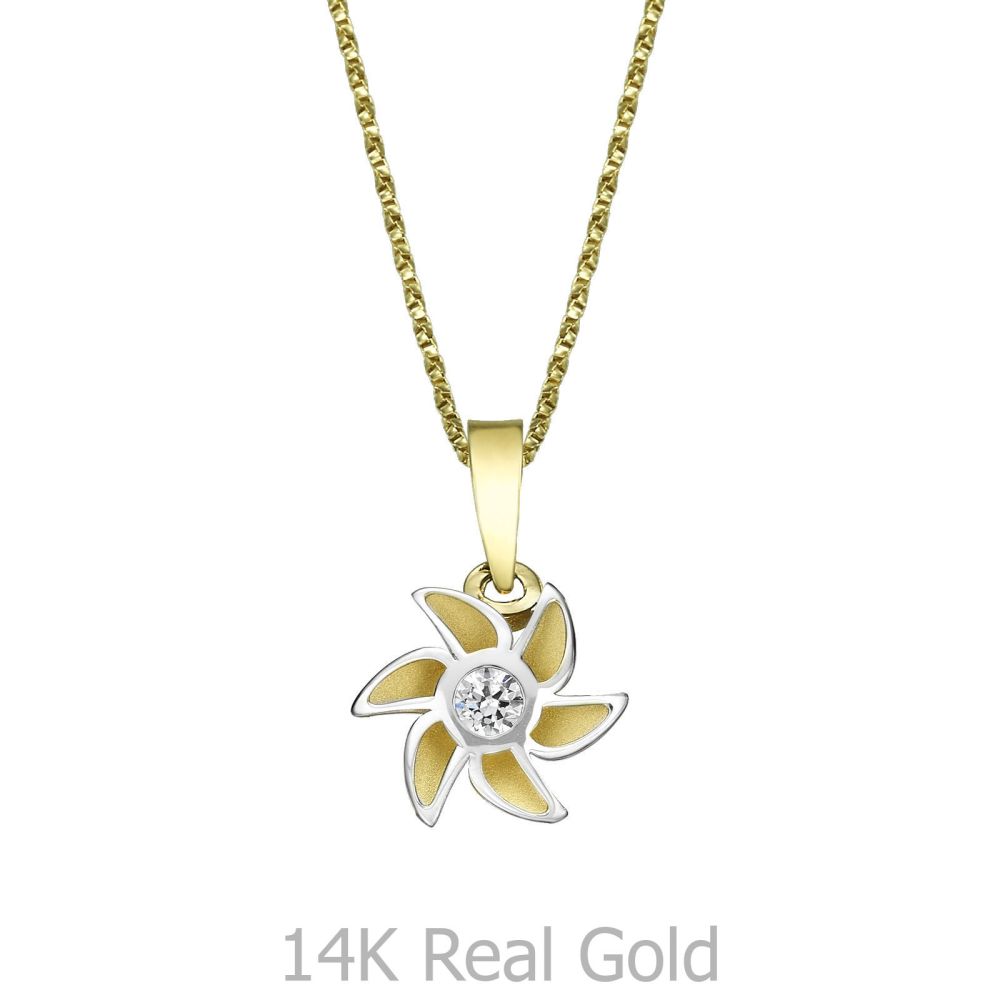 Girl's Jewelry | Pendant and Necklace in Yellow and White Gold - Bloom of Love