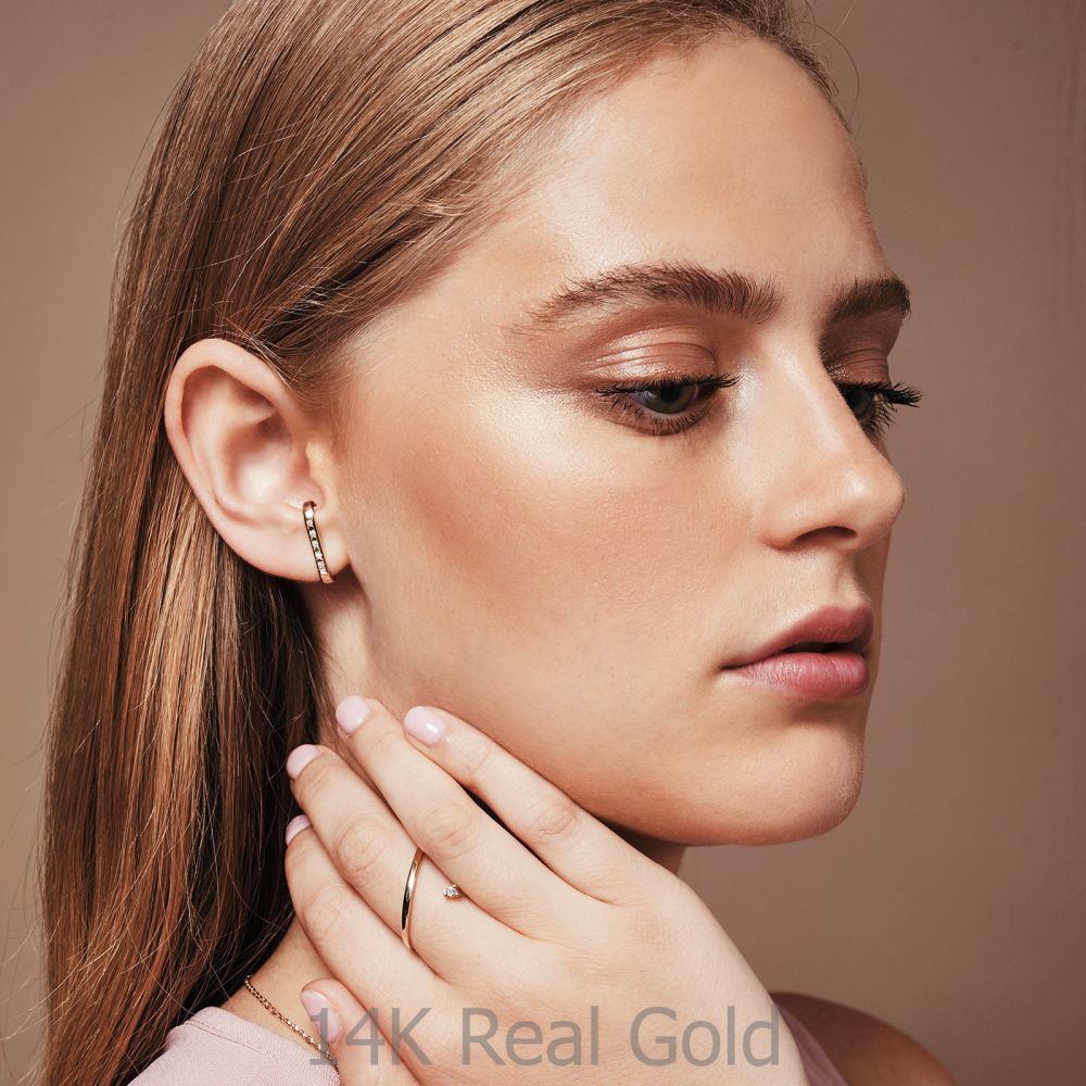 Diamond Jewelry | Diamond Cuff Earrings in 14K White Gold - High-Five
