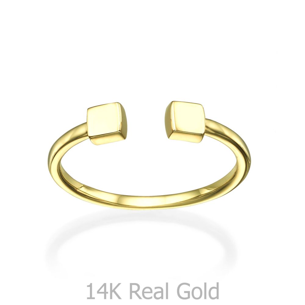 Women’s Gold Jewelry | Open Ring in Yellow Gold - Squares