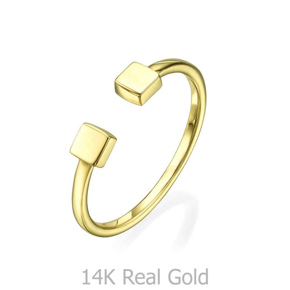 Women’s Gold Jewelry | Open Ring in Yellow Gold - Squares