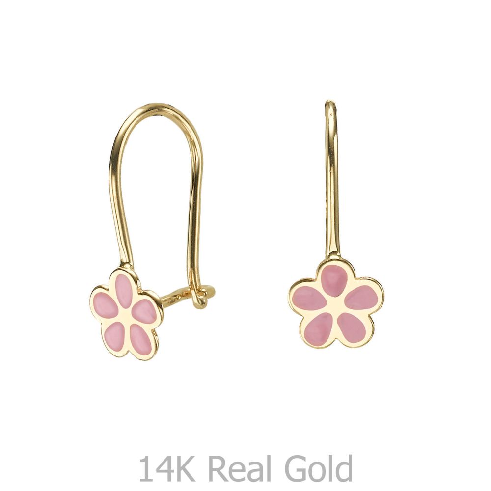 Gold Earrings | Dangle Earrings in14K Yellow Gold - Dawn Flower