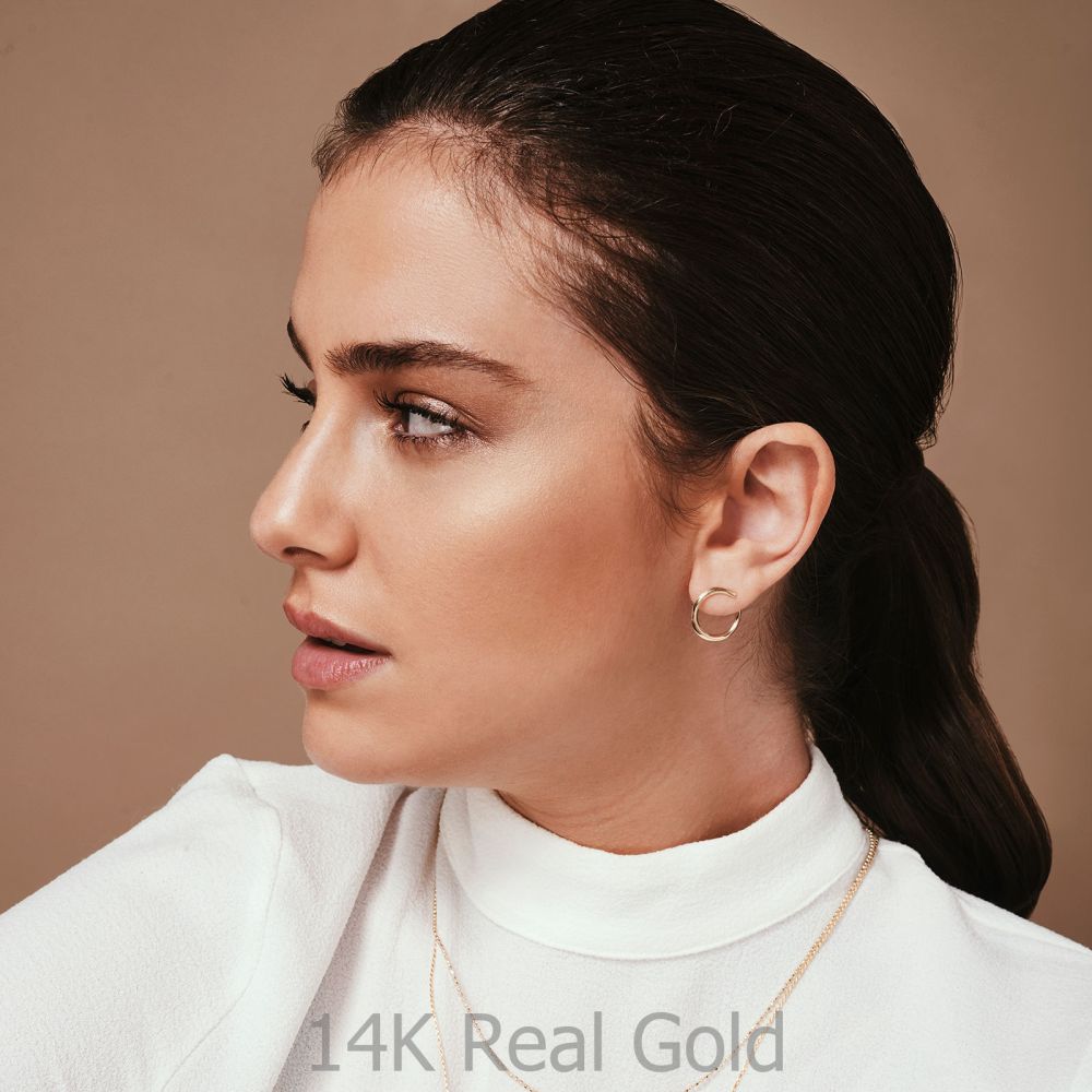 Women’s Gold Jewelry | 14K White Gold Women's Earrings - Sunrise - Large