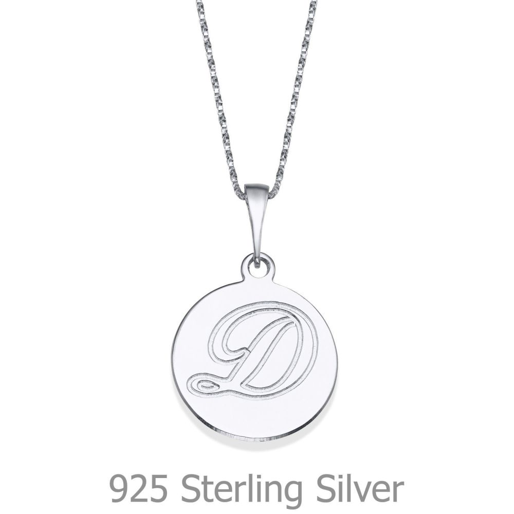 Personalized Necklaces | Engraved Initial Disc Necklace in 925 Sterling Silver