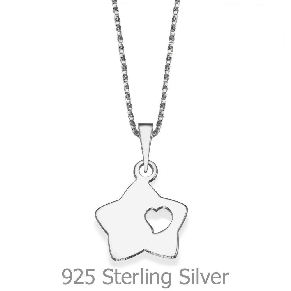 Girl's Jewelry | Pendant and Necklace in 925 Sterling Silver - Starry Heart