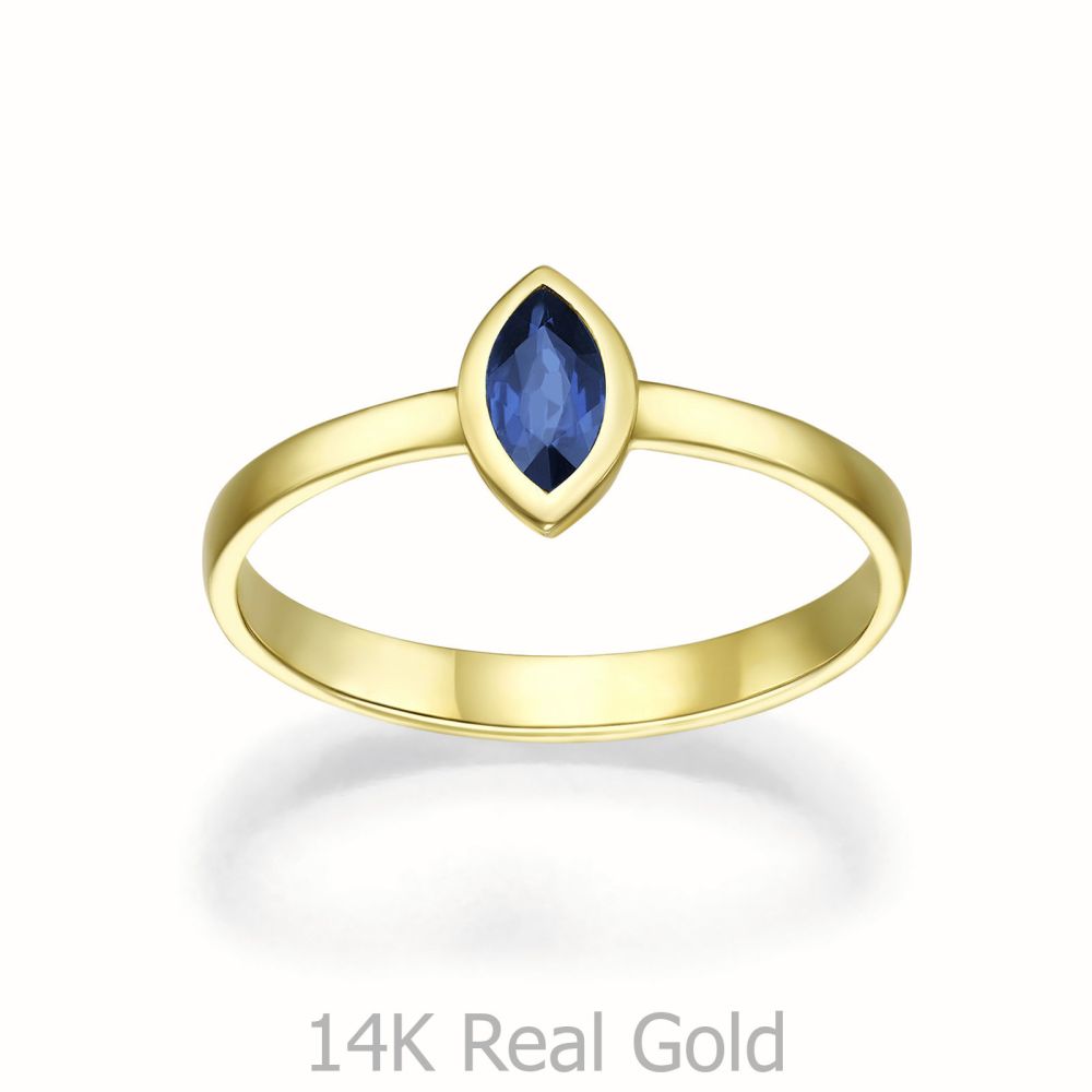 gold rings | 14K Yellow Gold Sapphire and Diamond  ring - Reese