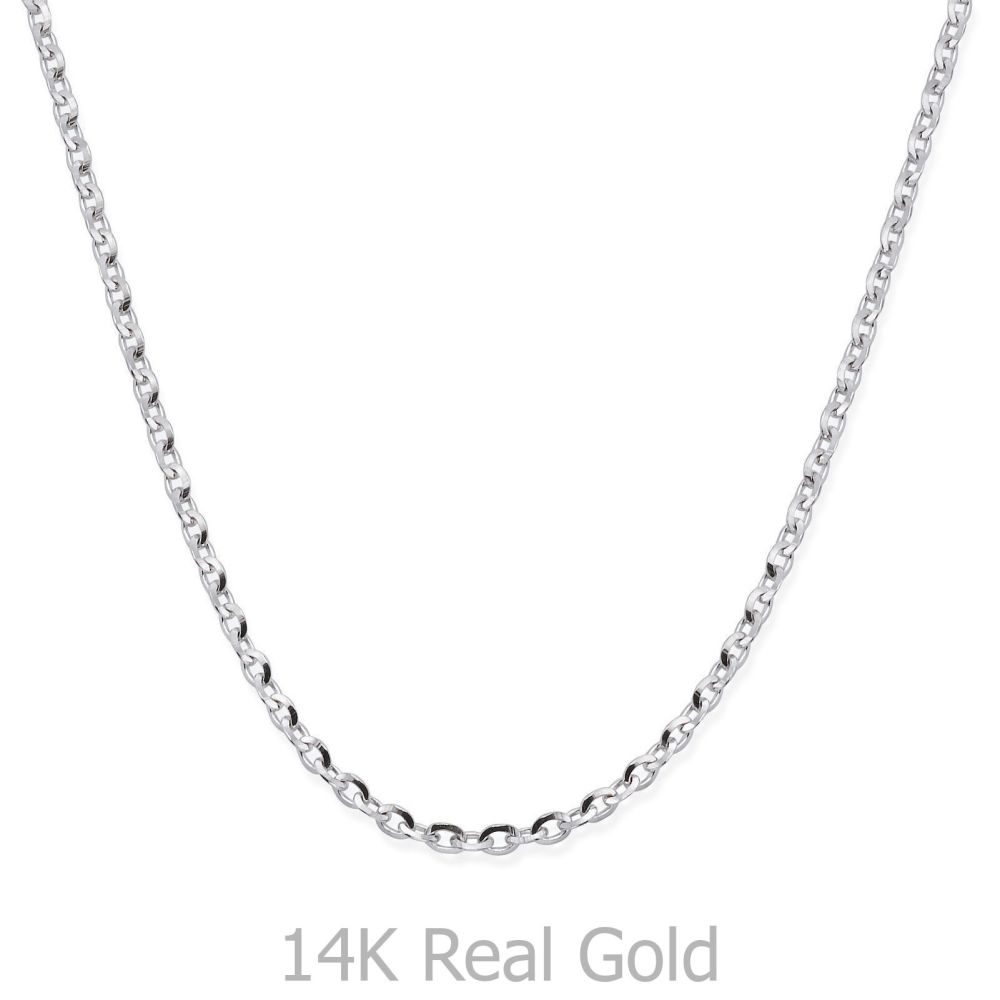 Gold Chains | 14K White Gold Rollo Chain Necklace 1.6mm Thick, 16.5