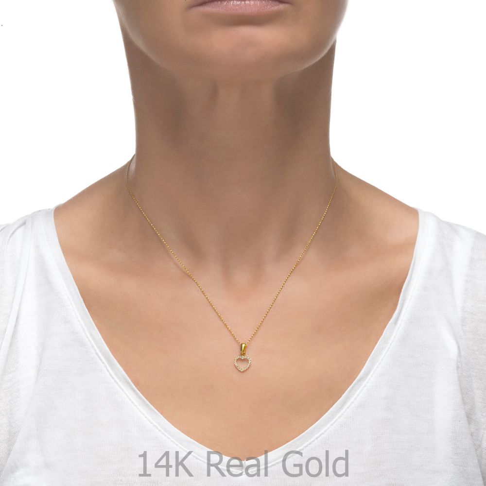 Girl's Jewelry | Pendant and Necklace in Yellow Gold - Royal Heart