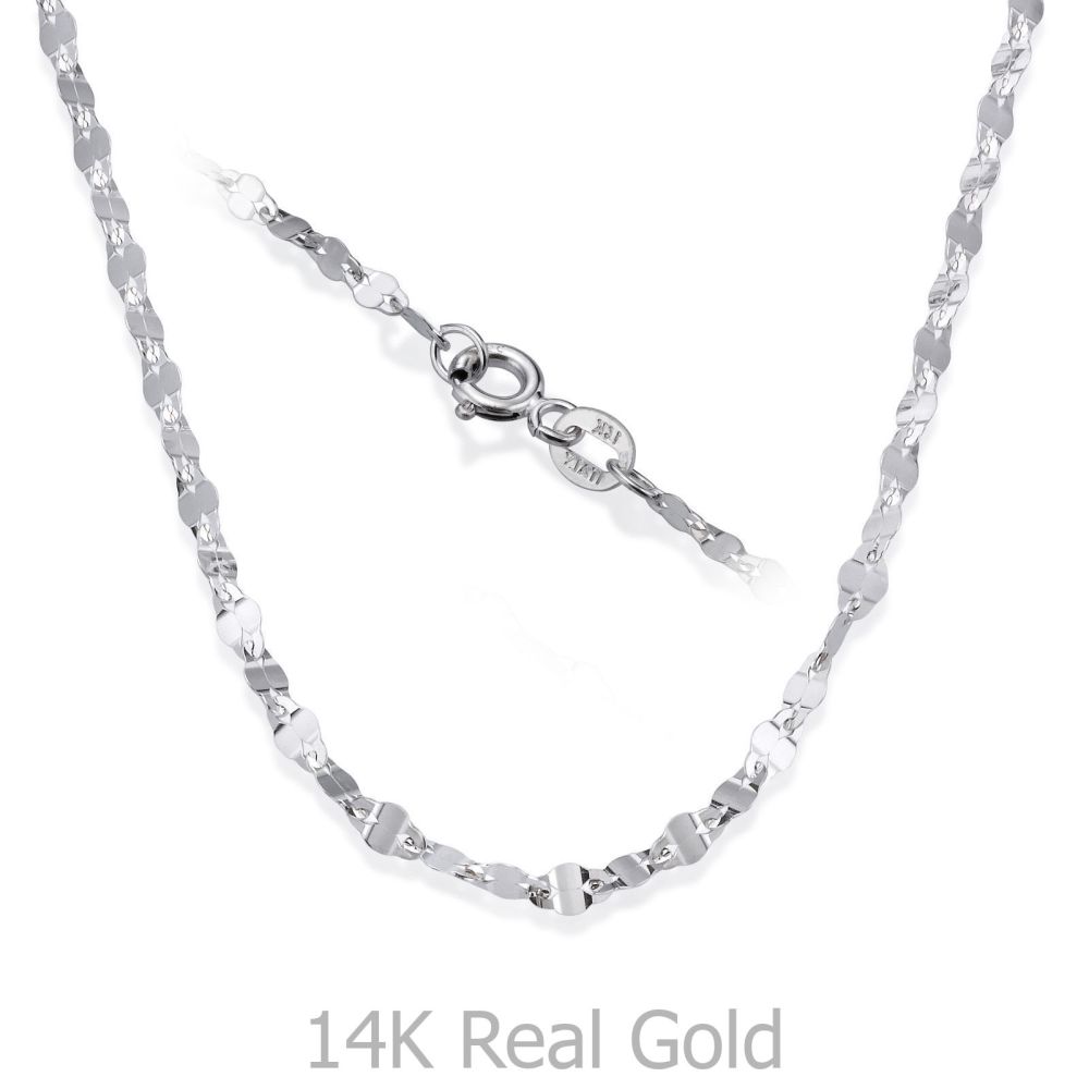 Gold Chains | 14K White Gold Forzata Chain Necklace 2.4mm Thick, 17.7