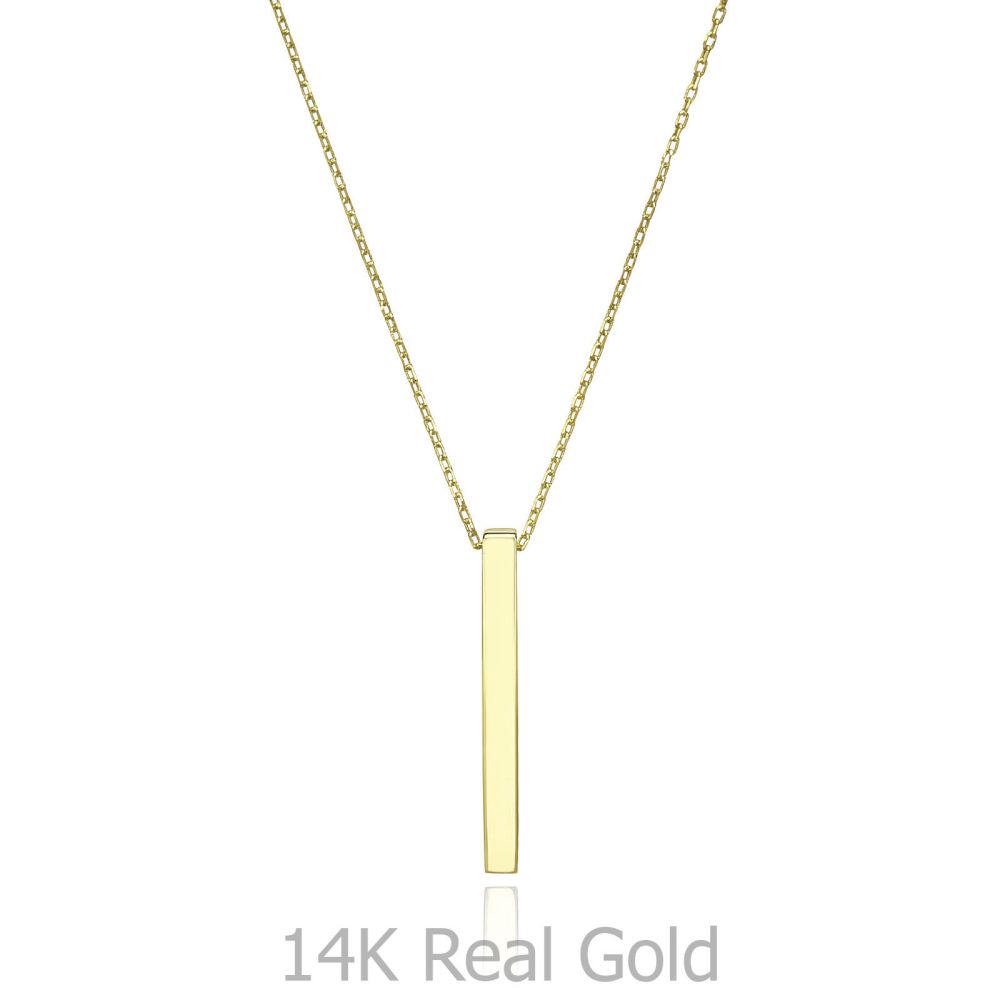 Women’s Gold Jewelry | 14k Yellow gold women's pendant  - Rectangular gold bar