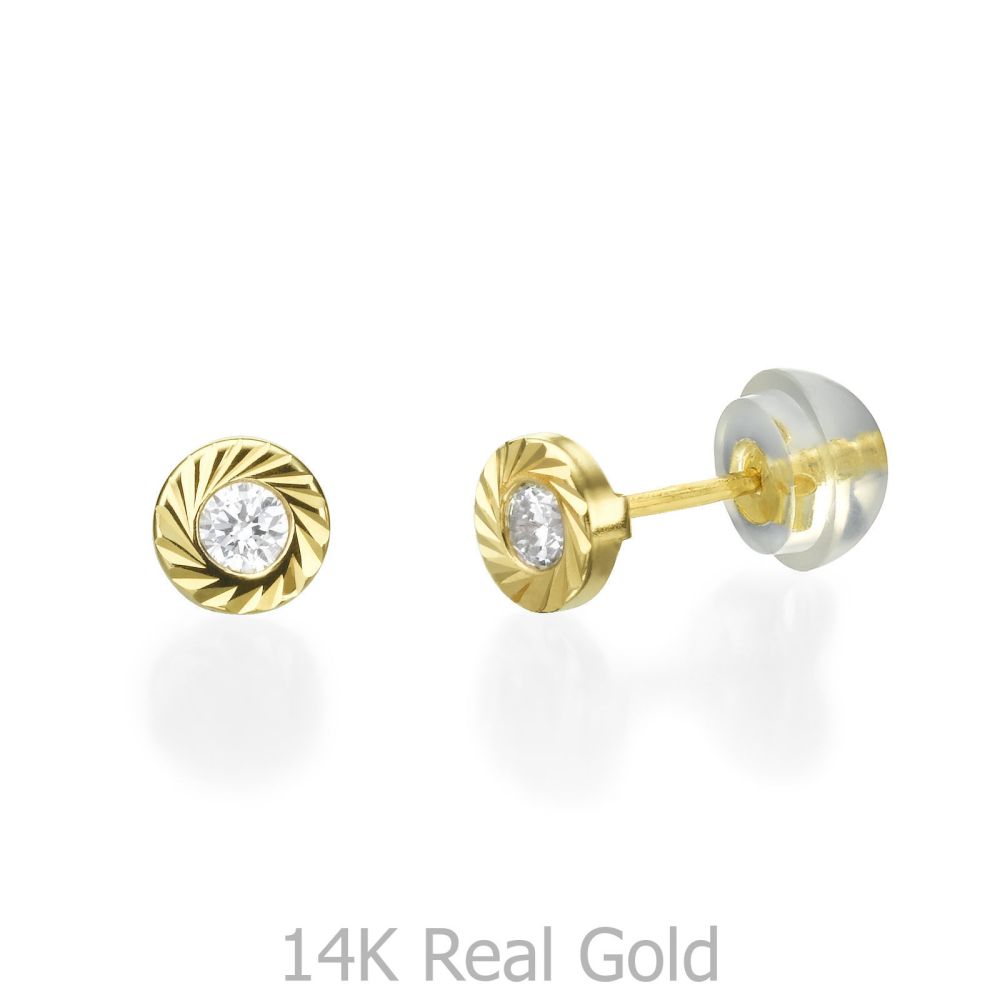 Girl's Jewelry | 14K Yellow Gold Kid's Stud Earrings - Katia Circle