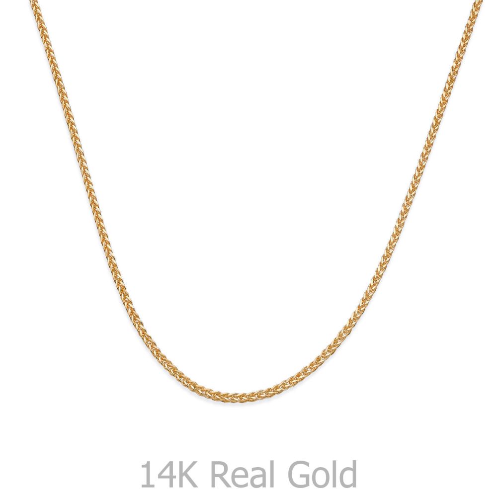 Gold Chains | 14K Yellow Gold Spiga Chain Necklace 0.8mm Thick, 17.7