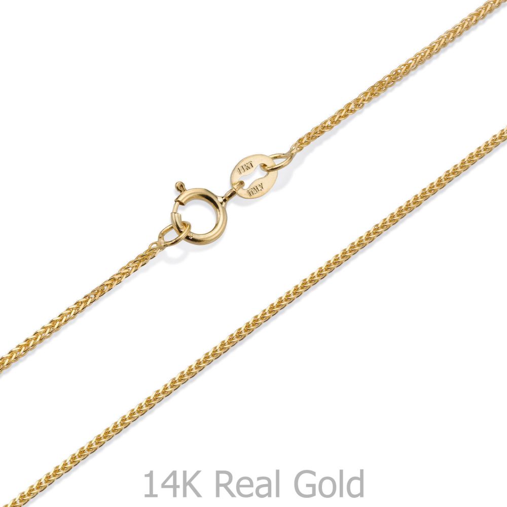 Gold Chains | 14K Yellow Gold Spiga Chain Necklace 0.8mm Thick, 17.7