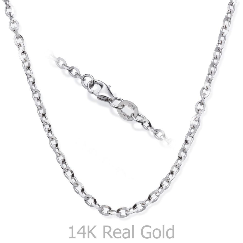 Jewelry for Men | 14K White Gold Chain for Men Rollo 2.2mm Thick, 19.5