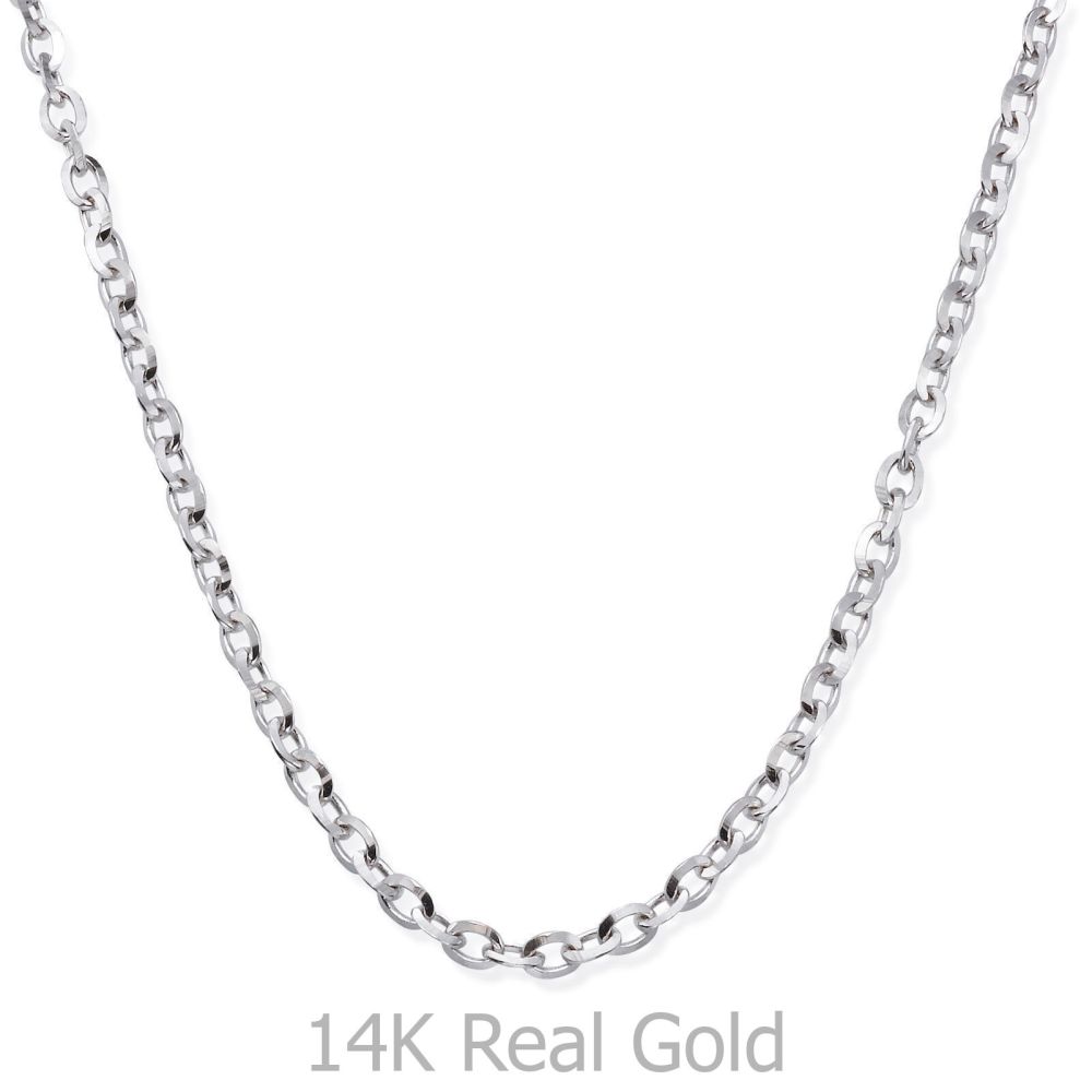 Jewelry for Men | 14K White Gold Chain for Men Rollo 2.2mm Thick, 19.5