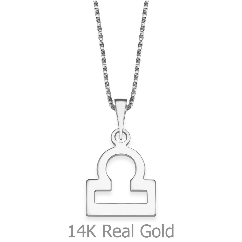 Girl's Jewelry | Pendant and Necklace in 14K White Gold - Libra