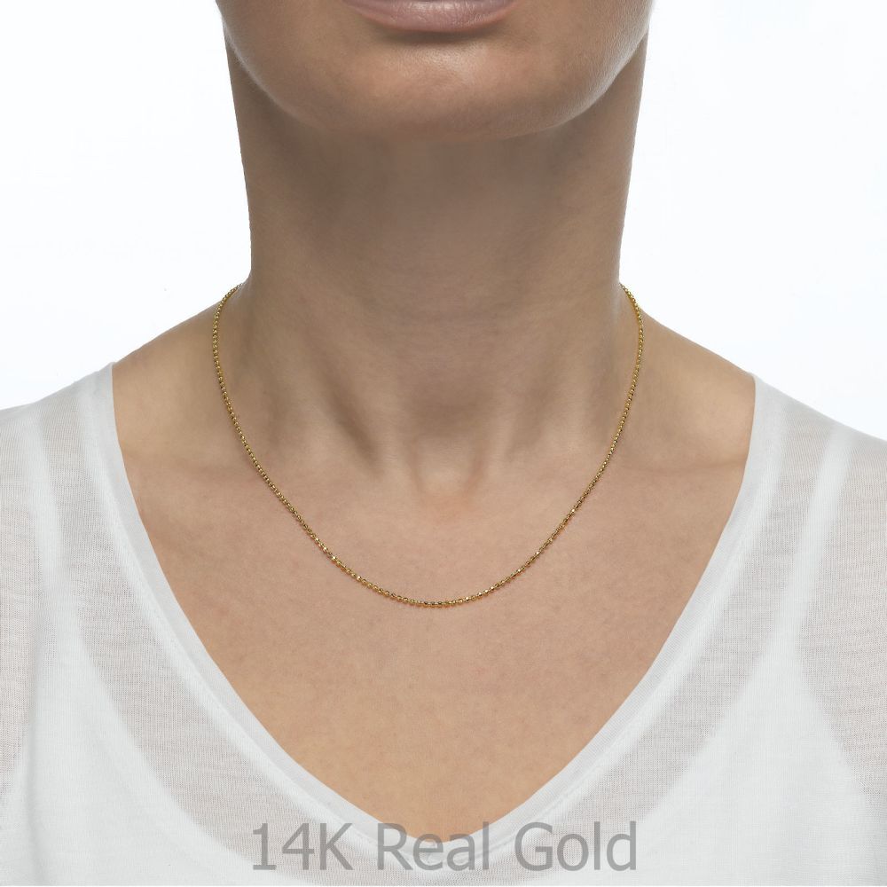 Gold Chains | 14K White Gold Balls Chain Necklace 1.4mm Thick, 19.7