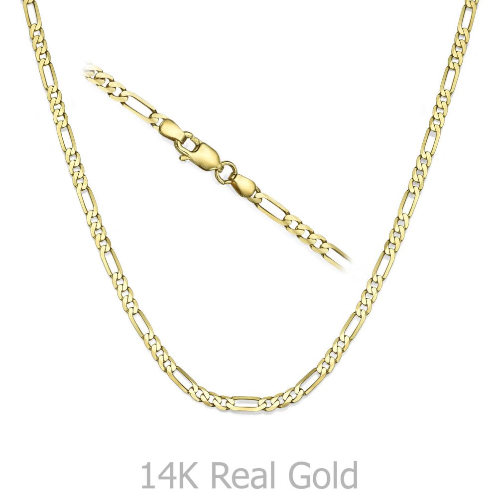 Jewelry for Men | 14K Yellow Gold Chain for Men Figaro 3.84mm Thick, 23.6