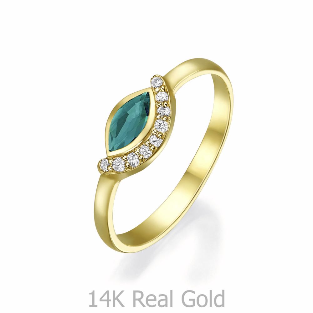 Diamond Jewelry | 14K Yellow Gold Emerald and Diamond  ring - Moana