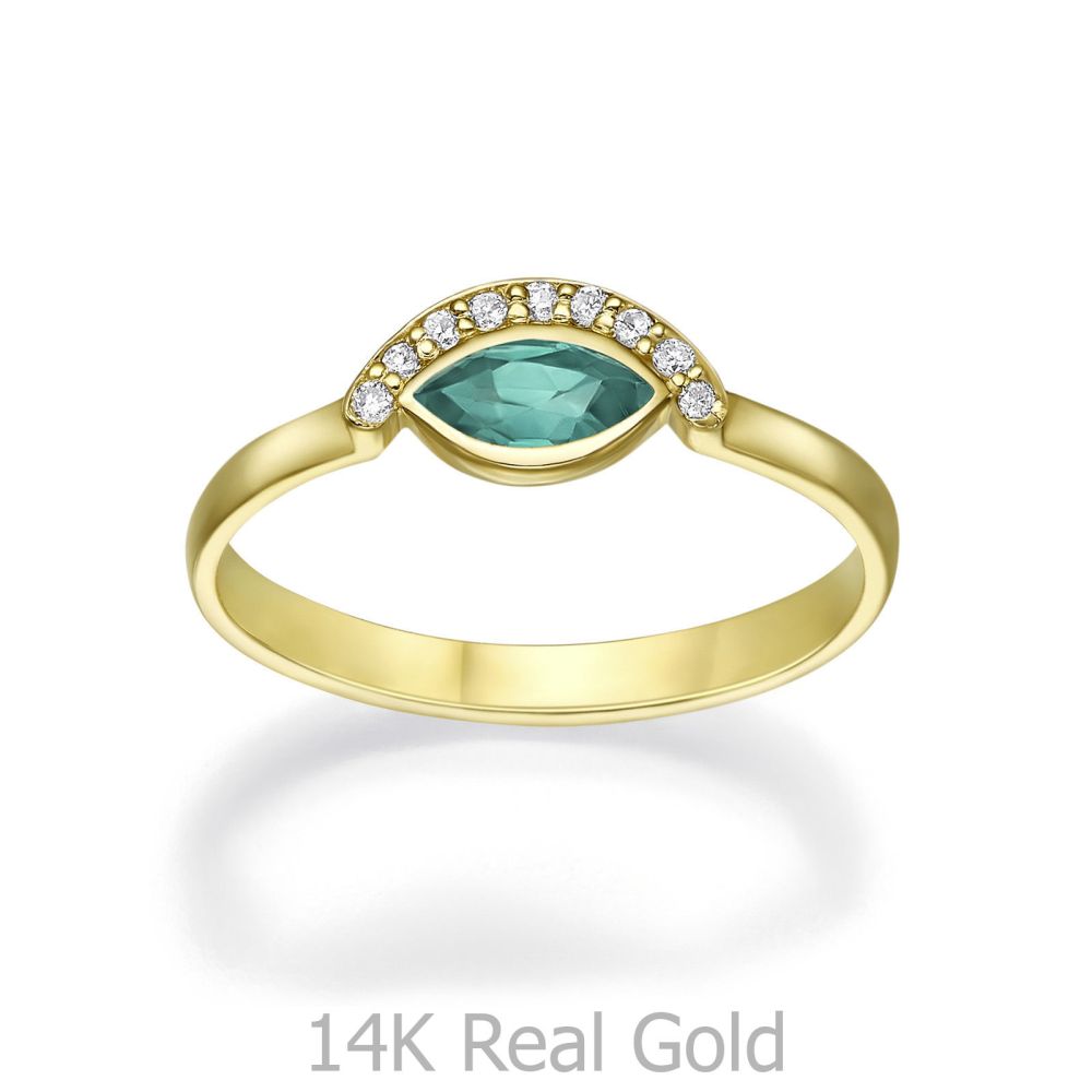 Diamond Jewelry | 14K Yellow Gold Emerald and Diamond  ring - Moana