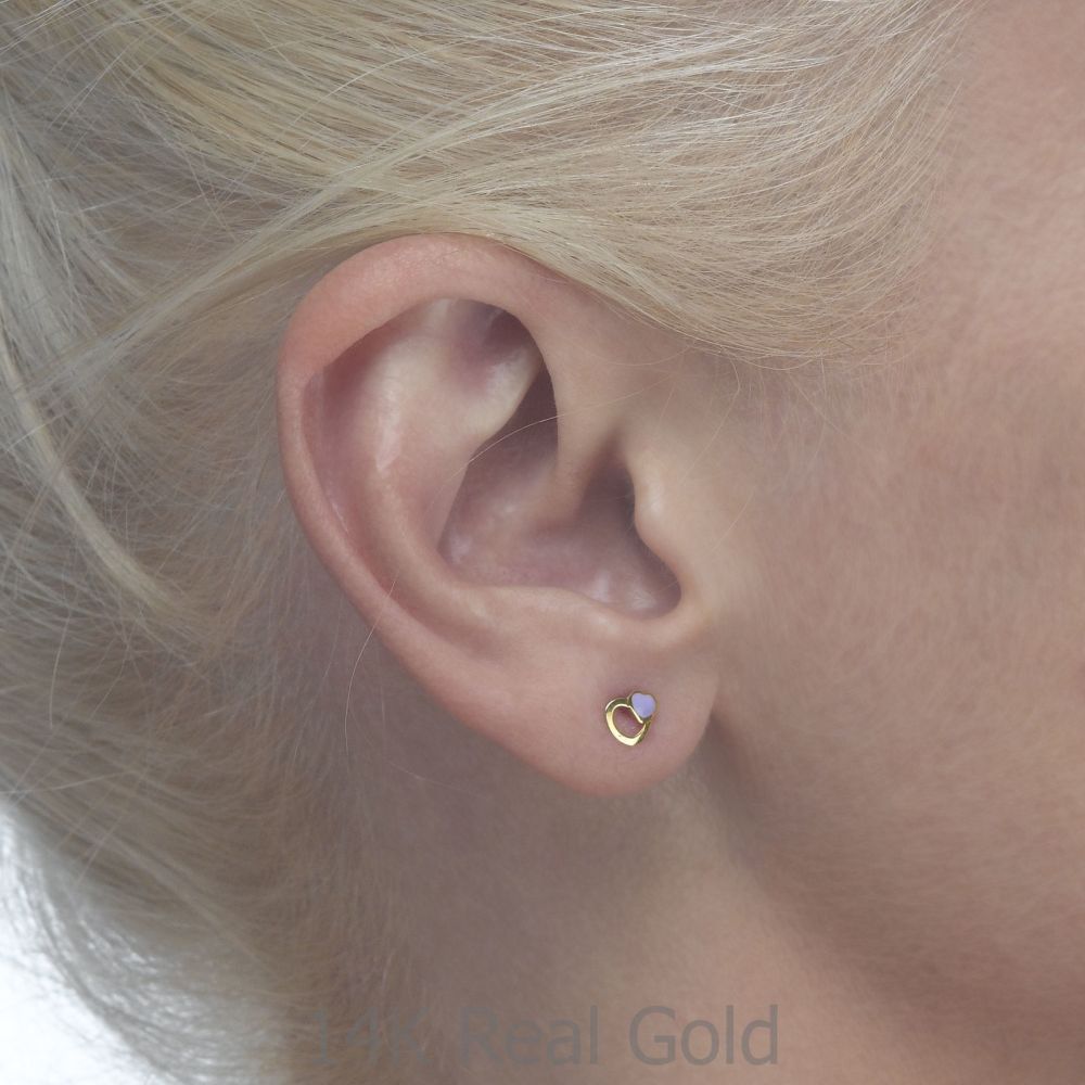 Girl's Jewelry | 14K Yellow Gold Kid's Stud Earrings - Delighting Hearts