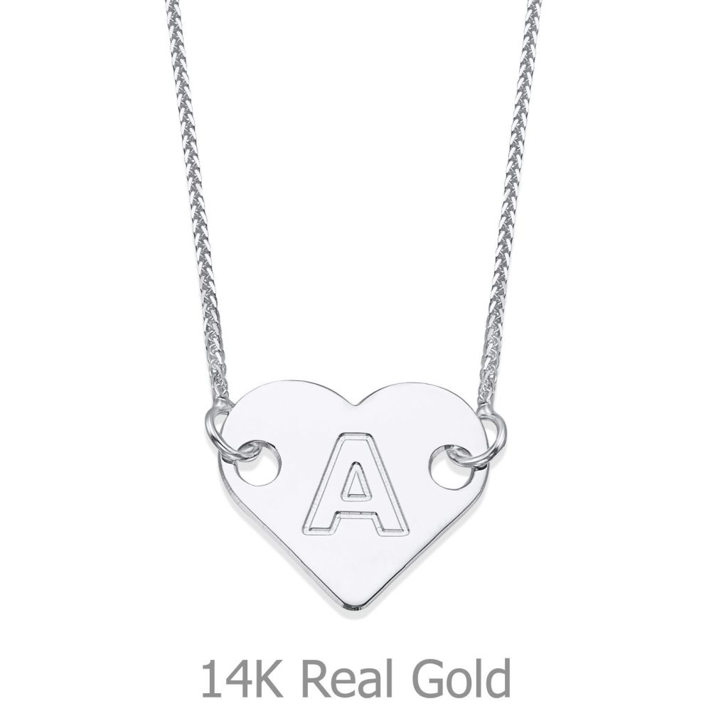 Personalized Necklaces | Heart-Shaped Initial Necklace in White Gold