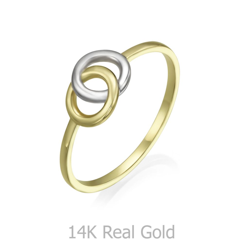 Women’s Gold Jewelry | 14K White & Yellow Gold Ring - Integrated Circles