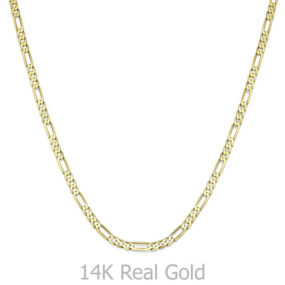 Jewelry for Men | 14K Yellow Gold Chain for Men Figaro 3.06mm Thick, 23.6