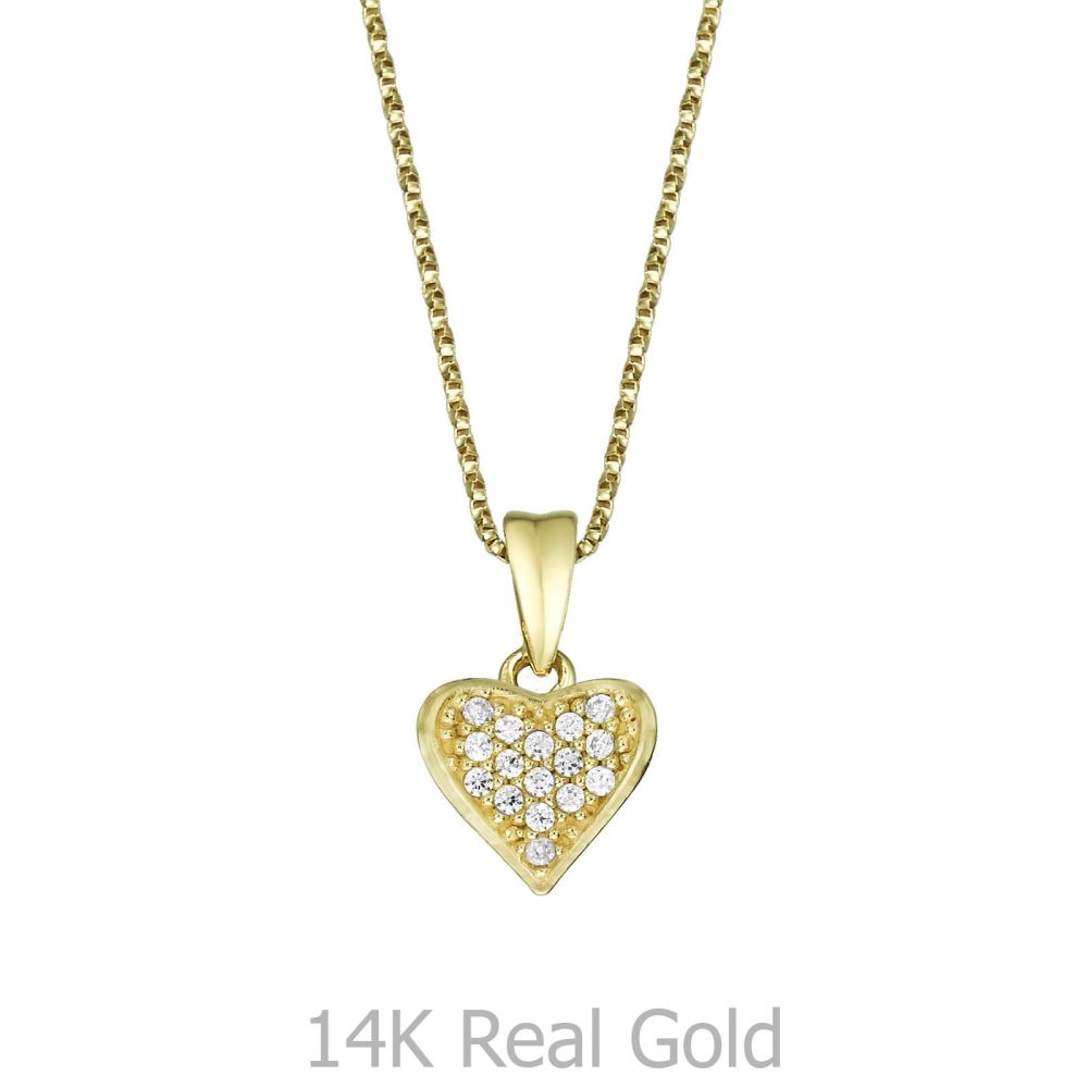 Girl's Jewelry | Pendant and Necklace in Yellow Gold - Loving Heart