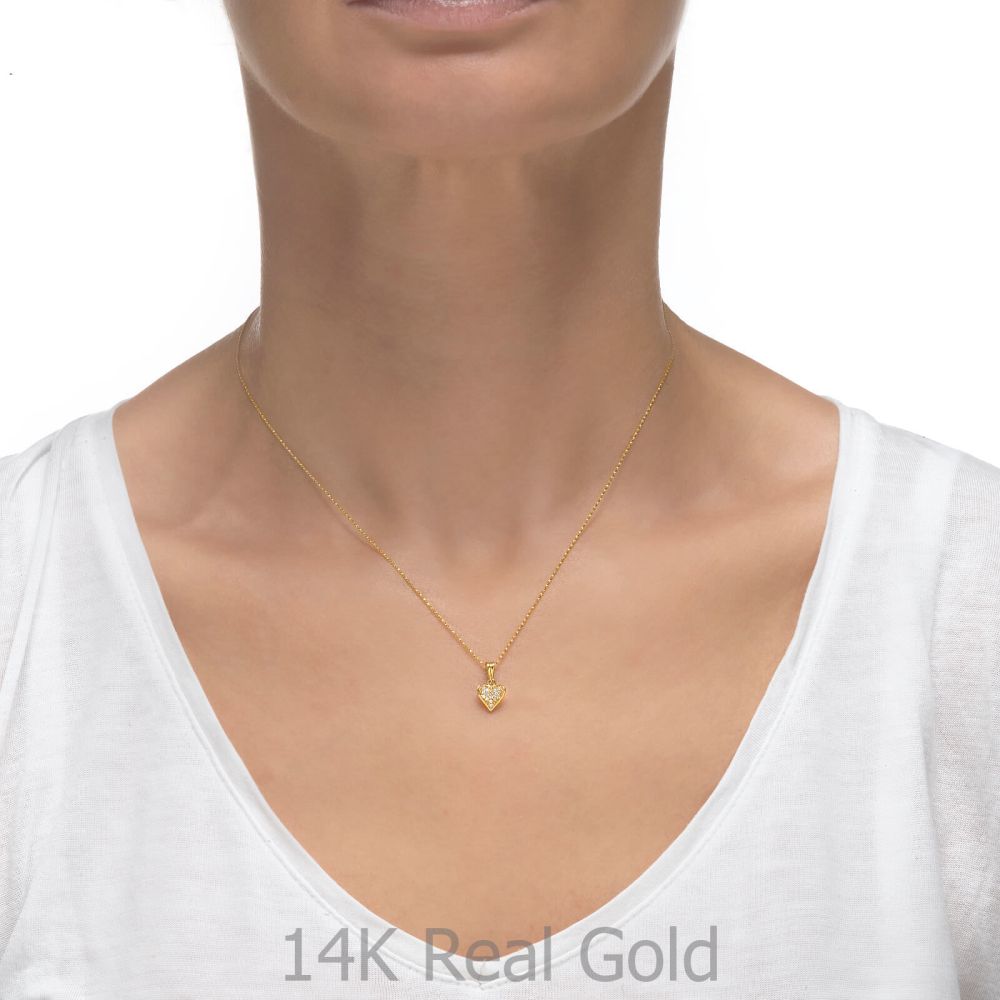 Girl's Jewelry | Pendant and Necklace in Yellow Gold - Loving Heart