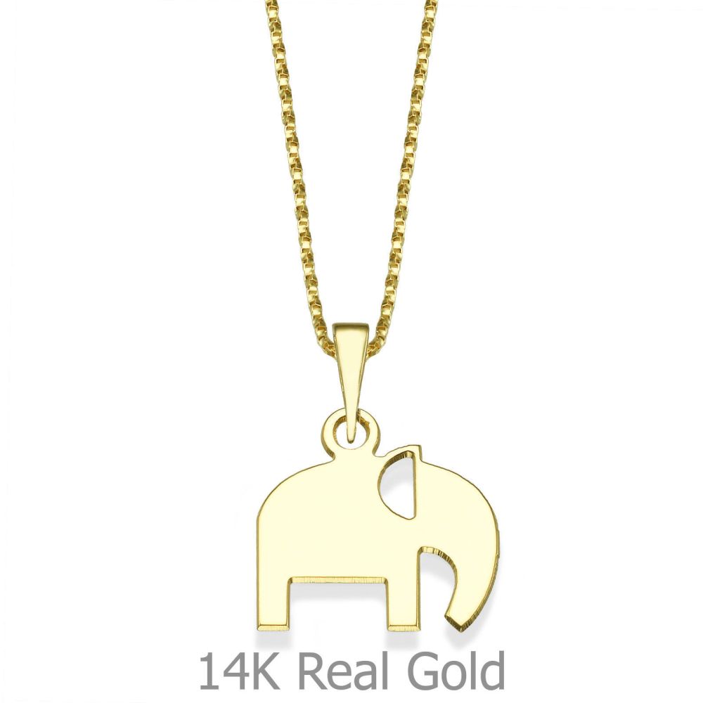 Girl's Jewelry | Pendant and Necklace in 14K Yellow Gold - Eli the Elephant