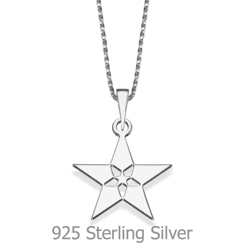 Girl's Jewelry | Pendant and Necklace in 925 Sterling Silver - Trio of Stars