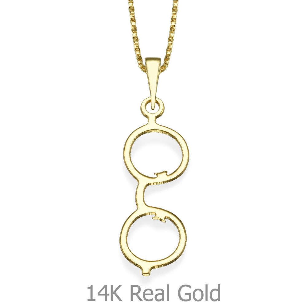 Girl's Jewelry | Pendant and Necklace in 14K Yellow Gold - Golden Glasses