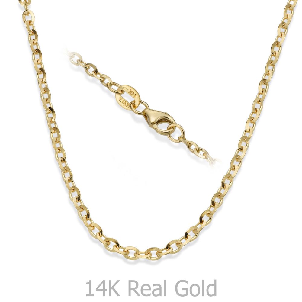 Gold Chains | 14K Yellow Gold Rollo Chain Necklace 2.2mm Thick, 19.5