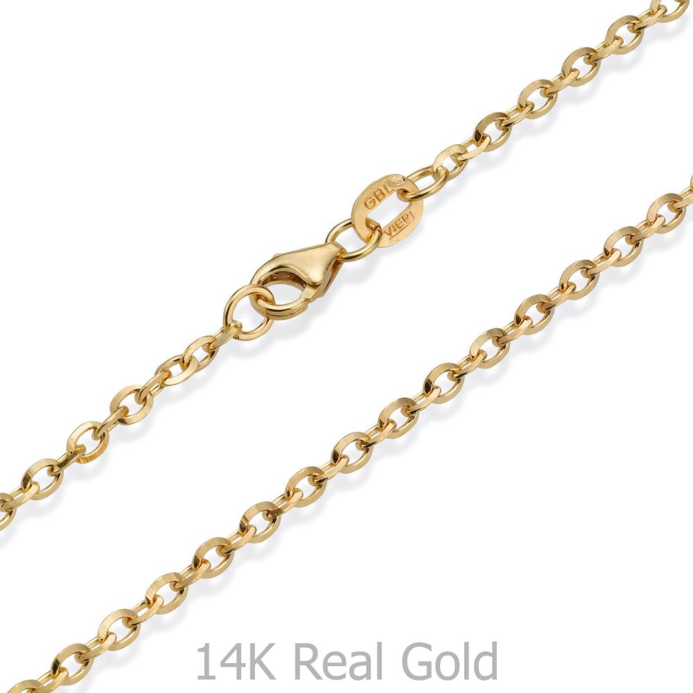 Gold Chains | 14K Yellow Gold Rollo Chain Necklace 2.2mm Thick, 19.5