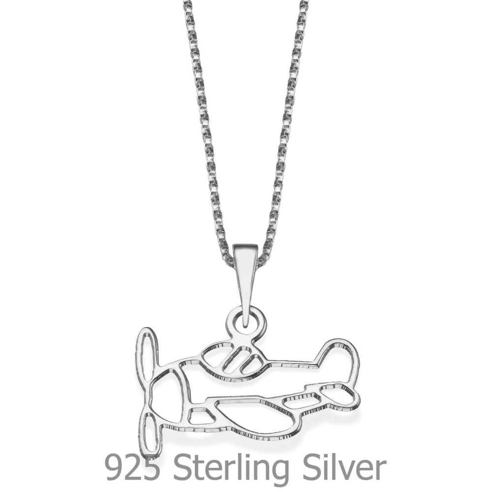 Girl's Jewelry | Pendant and Necklace in 925 Sterling Silver - Plane