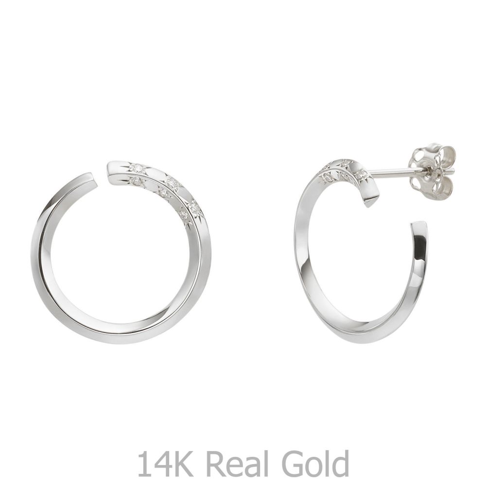 Diamond Jewelry | Diamond Stud Earrings in 14K White Gold - Sunrise - Large
