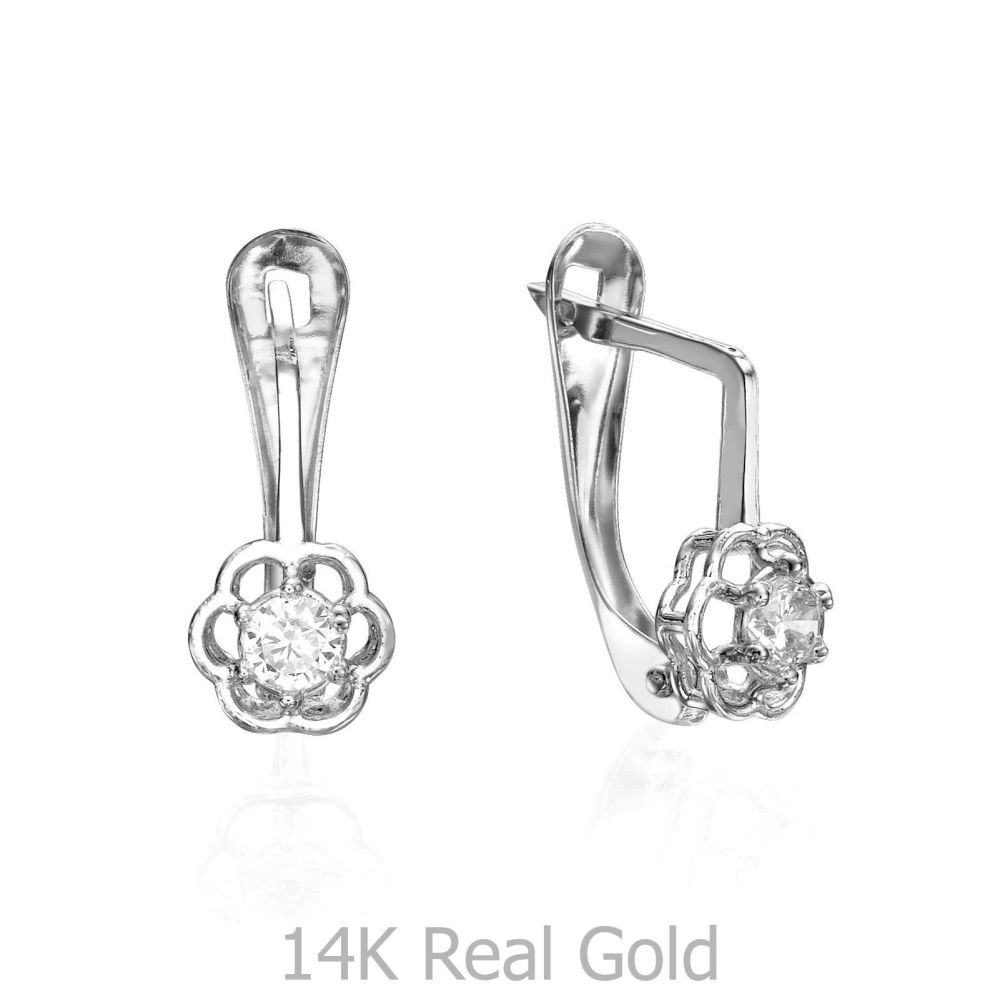 Gold Earrings | 14K White Gold Women's Earrings -