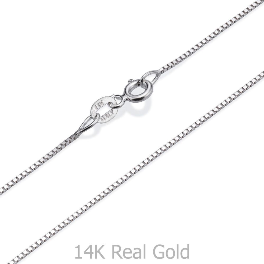 Gold Chains | 14K White Gold Venice Chain Necklace 0.8mm Thick, 16.5