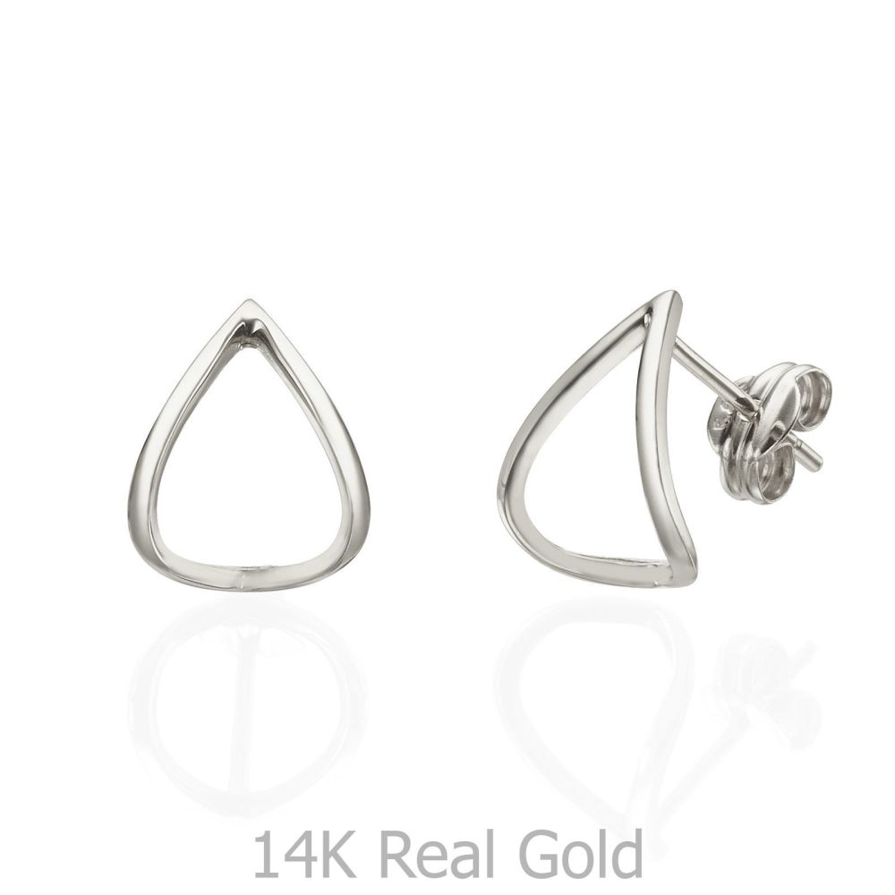 Women’s Gold Jewelry | 14K White Gold Women's Earrings - Embracing Drop