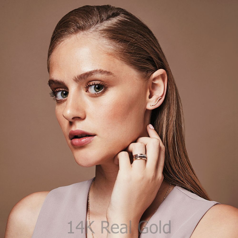 Diamond Jewelry | Black Diamond Band Ring in 14K Yellow Gold - Princess
