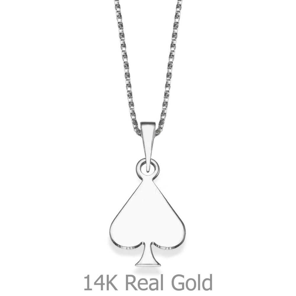 Girl's Jewelry | Pendant and Necklace in 14K White Gold - Queen of Spades