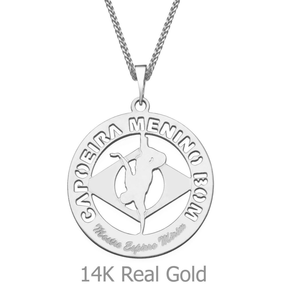 Girl's Jewelry | Pendant and Necklace in 14K White Gold - Capoera Menino Bom