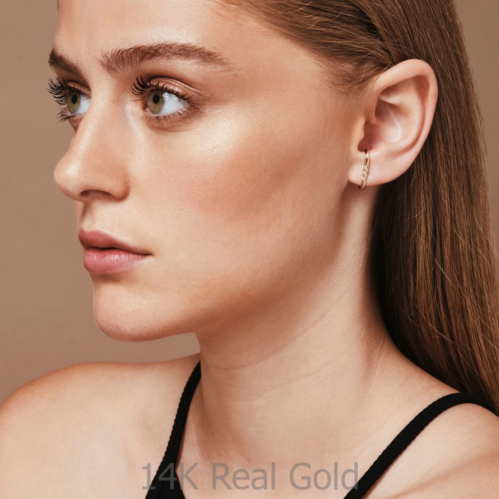 Diamond Jewelry | Diamond Cuff Earrings in 14K Rose Gold - Twist